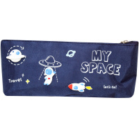 Пенал "Мой космос" 21х9х4см треугольный, 1 отделение, текстиль, с аппликацией, синий BH2291