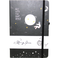 Бизнес-блокнот А5 80л "Космос" на резинке, линия, обложка 7БЦ, 4 вида 3782-6L