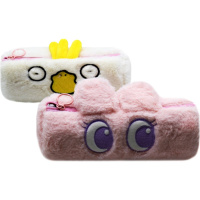 Пенал "Глазки" 21х8х7см круглый, 1 отделение, меховой, 3 вида BB2378