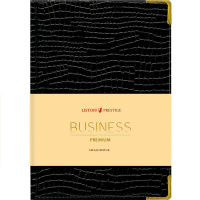 Ежедневник недатированный А5 "Iguana" 304стр. черный, золотой срез, искусственная кожа с поролоном