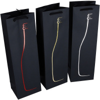 Пакет подарочный 36х12х9см под бутылку черный Y7073-18