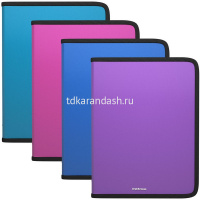 Папка на молнии А4+ "Glance Vivid" пластик, 4 цвета 43396/50351