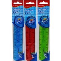 Линейка "Flexible" 15см гибкая, двухсторонняя шкала, пластик, 3 цвета KR971663