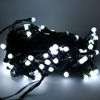 Эл/гирлянда 100 белых диодов длина 9м, 8 режимов, шнур зеленый 2021-11