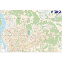 Карта "Томск" настенная 2 листа 65х96см двусторонняя, масштаб 1:11000