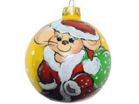 Шар 80мм "Мышонок Дед Мороз" в подарочной упаковке КУ-80-193223