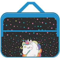 Папка д/труда А4 "Единорог и звезды" 335*260*60 с ручками, ткань ПТР-111