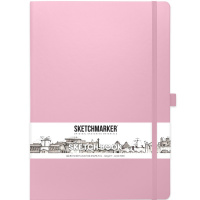 Скетчбук 21х30см 80л 140г/м2 розовый, на резинке, твердая обложка "Sketchmarker" 2315004SM