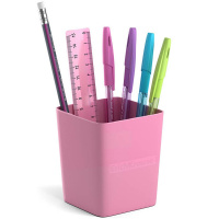 Набор настольный "Base Pastel" 18,5х8х23см 6 предметов, пластик, розовый 53307