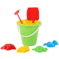 Набор д/песка (ведро, совок, ситечко, грабли, формы д/песка 4шт.) У453