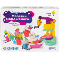 Набор д/лепки из теста 6 цветов 50гр. "Магазин мороженого" (пресс, трафареты, стаканы, формочки, лож