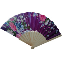 Веер 23см фиолетовый, ткань/дерево Y10618-24