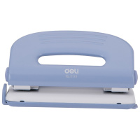 Дырокол "Pro" 10л 2-отв, d-6мм, с линейкой, металл, голубой/белый E0118