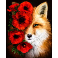 Живопись по номерам (акрил) 40х50см "Лиса в маках" сложность 4, холст на подрамнике МСА1894
