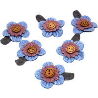 Цветок декоративный Ромашка 3,5х5см розово-голубой 6шт/уп. Y9508-19