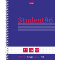 Тетрадь А5 96л клетка "Студенту. Синяя" на спирали матовая ламинация 2 дизайна 081331