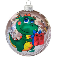 Шар 65мм "Дракоша с подарком" в подарочной упаковке КУ-65-234013