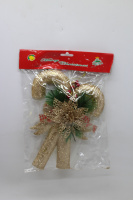 Украшение новогоднее "Трости с еловыми ветками" 24х18см золото с блестками, пластик Y9992-24