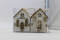 Сувенир "Два домика" 8х6см дерево, светящийся Y9908-24