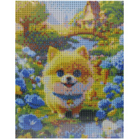 Алмазная мозаика 20х25см "Веселый шпиц" полная выкладка ZH7810