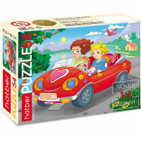 Пазлы 54 эл. "Веселые гонки" 13х17,5см 4 дизайна 54ПЗ5/069132