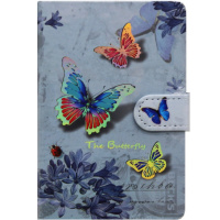 Бизнес-блокнот А6 112л "Бабочки" линия, обложка 7БЦ, на магнитной застежке, 4 вида Y10885-24