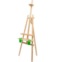 Мольберт напольный "Лира. Комфорт" 170см с регулятором по высоте, дерево (полка+2стакана) 113024