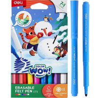 Фломастеры 7 цветов + 1 поглатитель "Color wow" круглые стираемые картон EC173