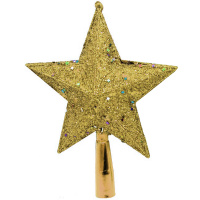 Верхушка на елку Звезда 14см золото пластик Y8308-19