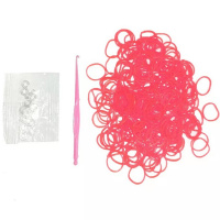 Резиночки для плетения 9х14см 200шт с крючком и зажимами красные TZ2371