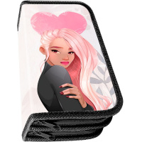 Пенал "Девушка" 19х10,5х5см, прямоугольный, двухстворчатый, печать на ткани ПО-49