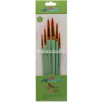 Набор кистей синтетика 6шт. круглые, зеленые (№ 2,4,6,8,10,12) Y10739-24