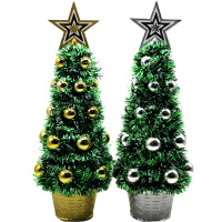 Ель 40см с шарами, зеленая, 2 цвета золото/серебро Y9979-24