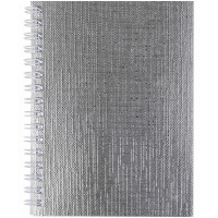 Записная книжка А6 80л клетка на спирали, бумвинил металлик серебро 80ЗК6бвВ1гр