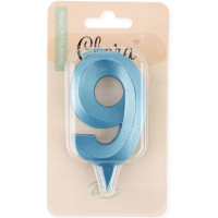 Свеча д/торта "Грани. Цифра 9" синяя бирюза 7см 1919