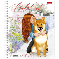 Тетрадь А5 96л клетка "Мой верный друг" на спирали матовая ламинация 2 дизайна 080312