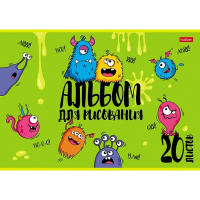 Альбом для рисования А4 20л "Монстрики" на скобе выборочный лак 5 дизайнов 20А4вмВ/074632