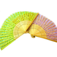 Веер 21см 6 цветов, органза/дерево Y3428-16