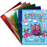 Набор цветной бумаги А4 5цв 5л 80г/м2 самоклеющаяся, металлизированная 8040505