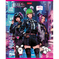 Тетрадь А5 48л клетка "K-POP" на скобе 5 дизайнов 48Т5В1/089420