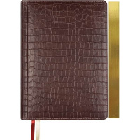 Ежедневник недатированный А5 "Wild" 320стр., темно-коричневый, с золотым срезом, искусственная кожа,
