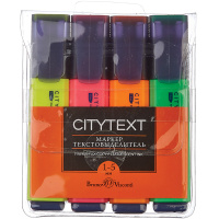 Набор маркеров текстовыделителей "CityText" 4шт, клиновидный наконечник,толщина линии 1-5 мм 22-0040