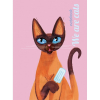 Бизнес-блокнот А6 80л "МЫ-кошки" клетка 7БЦ 3D лак матовая ламинация 80ББ6лолВ1_25031