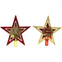 Верхушка на елку Звезда 19см 3 цвета пластик Y373-12/SH15-5