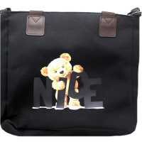 Сумка "Nice bear" 40х30х9,5см 1 отделение, 1 карман, текстиль, черная BX23180