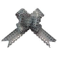 Бант-бабочка 9см 1шт в клетку серебр Y2345-15, 3*45см, 4секц.