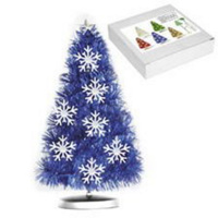 Ель настольная 25см из мишуры спиральная синяя 107В