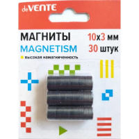Магниты круглые 10х3мм 30шт "Magnetism" ферритовые, чёрные, высокая намагниченность 8000400