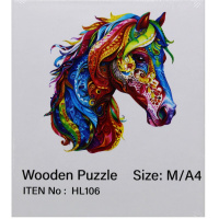 Пазл 14х12,5см дерево M "Разноцветная лошадь" HL106/11338-24