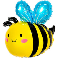 Шар воздушный 43см(17") на палочке "Мини. Пчела" с клапаном, фольга 26879